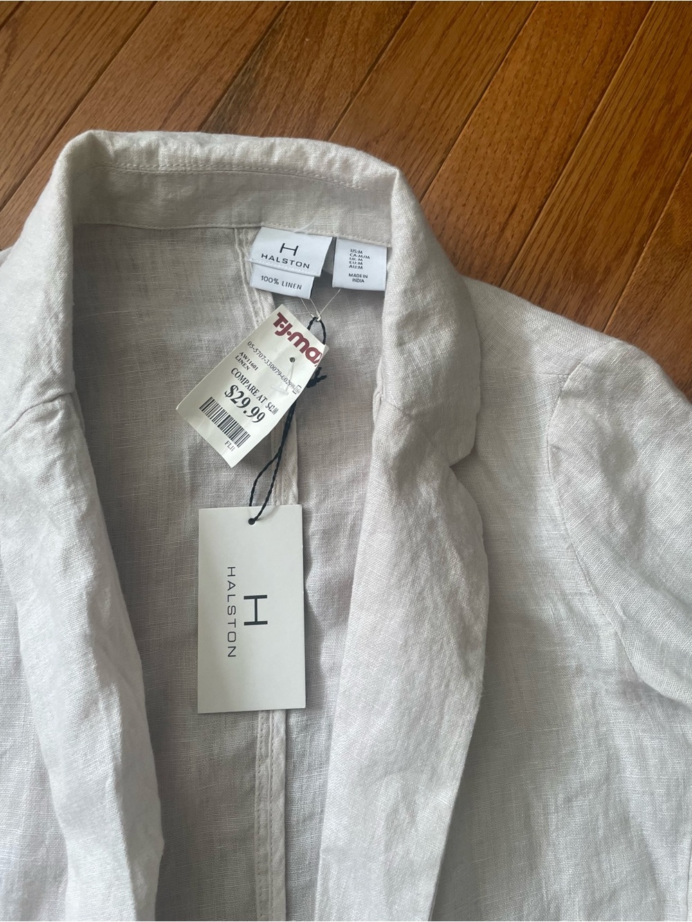 Halston Heritage White Linen Single-Button Blazer - Picture 2 of 7